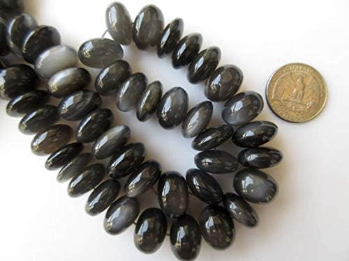 Natural AAA Grey Moonstone Smooth Rondelle Beads, 17mm to 22mm 7 Inch Long Strand. Code-HIGH-49049