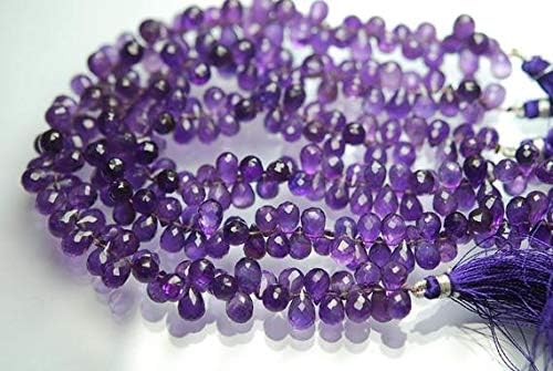 10 Inch Strand,Natural Purple Amethyst Micro Faceted Drops Shape Briolettes,7-8.5mm Code-HIGH-63450