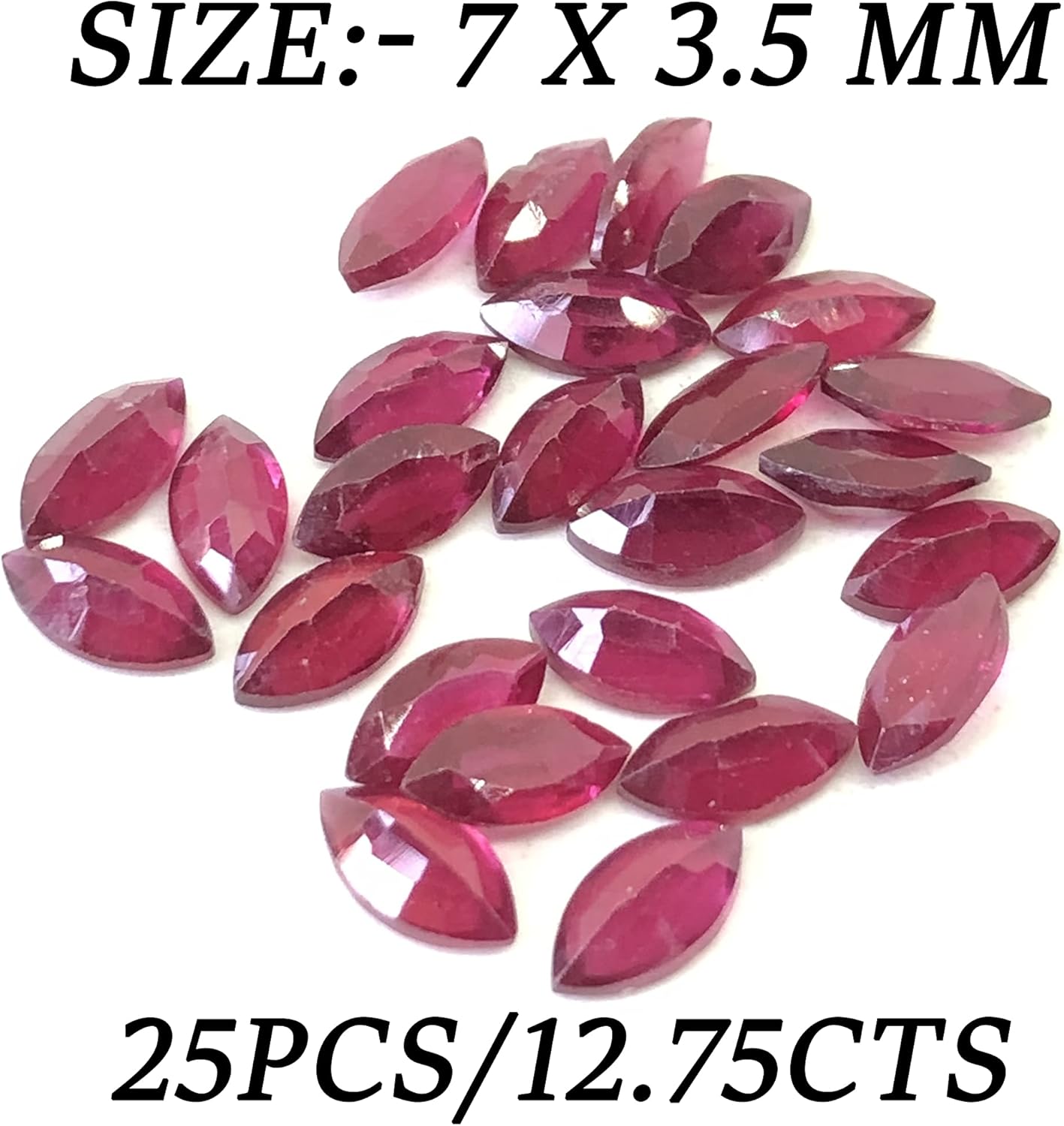 12.75 Ct Luster Ruby Marquise Shape Cut Faceted Size 7x3.50 mm Attractive 25 Pcs Wholesale Lot Unique Quality Loose Gemstone Best For Making Necklace, Pendant, Earring, Ring Jewelry- Matching Color Lot