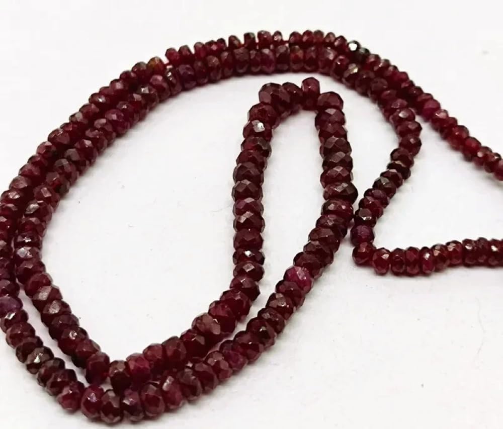 Natural Red Ruby Corundum Rondelle Beads Faceted,4mm, 18 inch for Jewelry Making