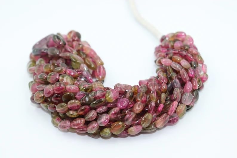 Watermelon Tourmaline Smooth Oval Shape Beads 5 * 7-6 * 8 mm Tourmaline Smooth Oval Shape Bead Tourmaline Necklace for Making Jwelery