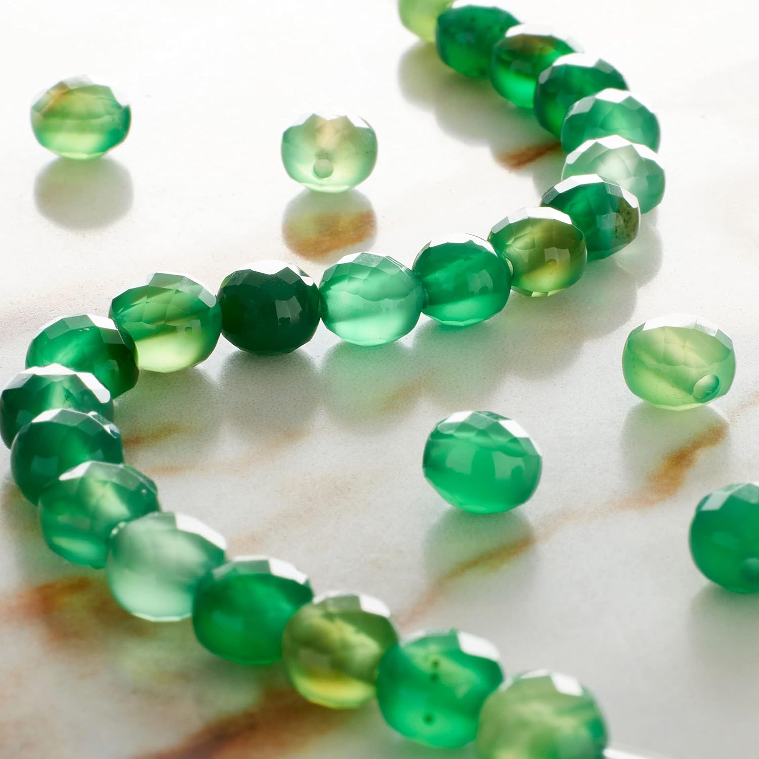 Bead Landing Green Faceted Agate Coin Beads, 6mm, 12 Pack
