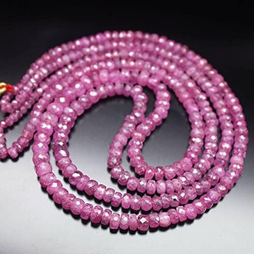 2 Strand Necklace Rare Pink Sapphire Faceted Rondelle Gemstone Loose Craft Beads Strand 18