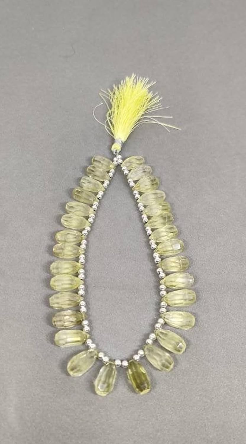 Natural Lemon Quartz TEardrop Faceted Beads 7.5 to 15.5 Mm 9 inch long string jewelry making gemstone beads for necklace bracelet