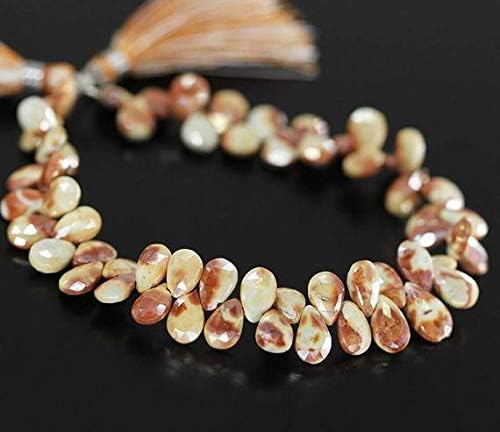 LOVEKUSH LKBEADS Mystic Bi Color Prehnite Faceted Pear Drop Gemstone Craft Loose Beads Strand 4 Inch Long 8mm 11mm Code-HIGH-1650