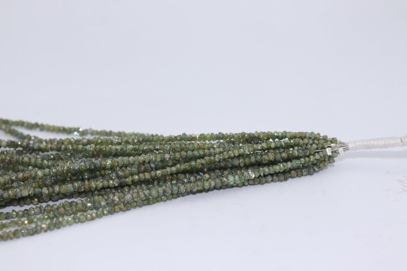 Natural Green Diamond Uncut Beads Strand Raw Diamond Beads Green Rough Uncut Diamond Beads for Jewelry Making Crafts