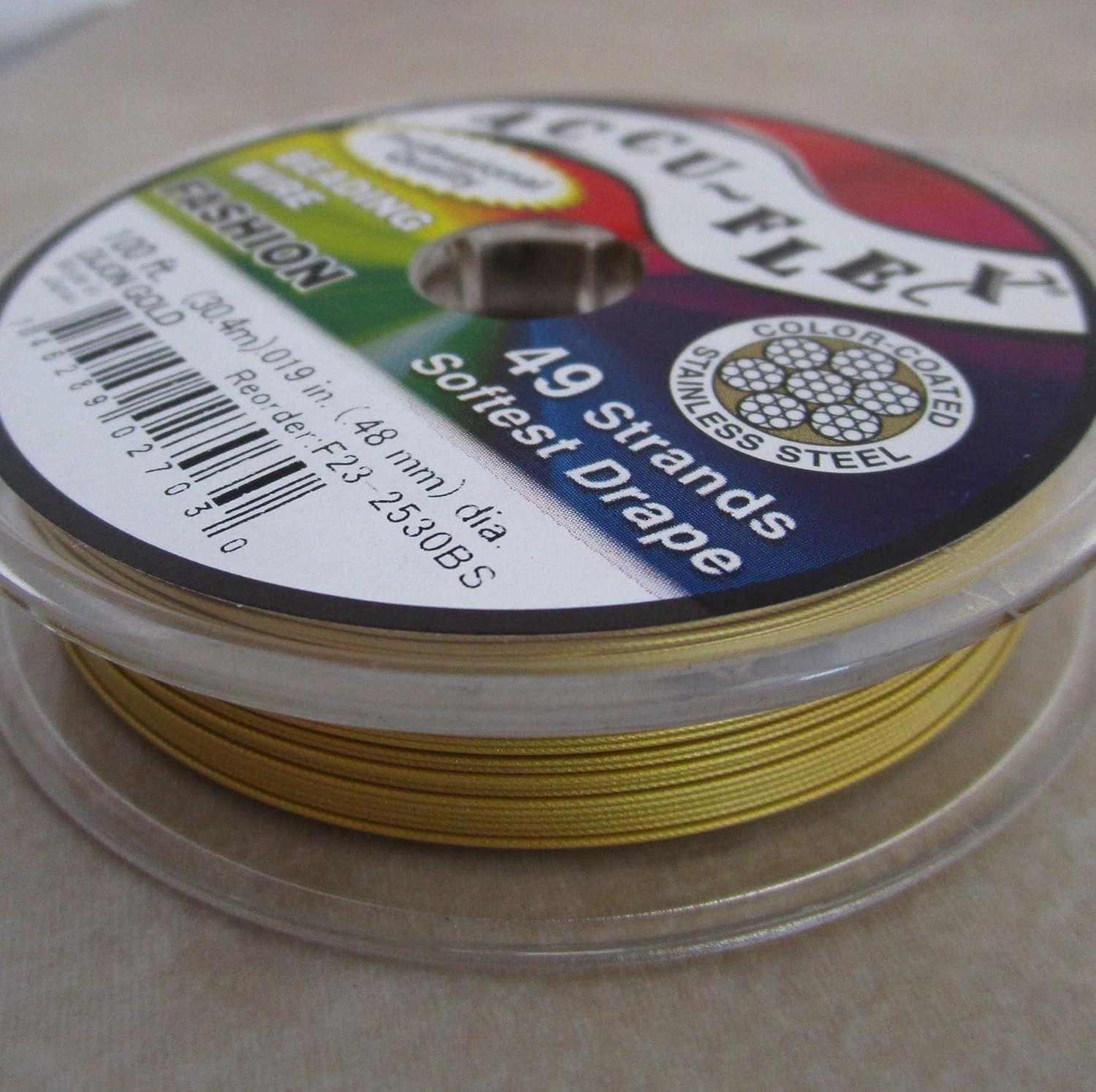 Accuflex Gold Beading Wire .019 Inch 49 Strand 100 Feet
