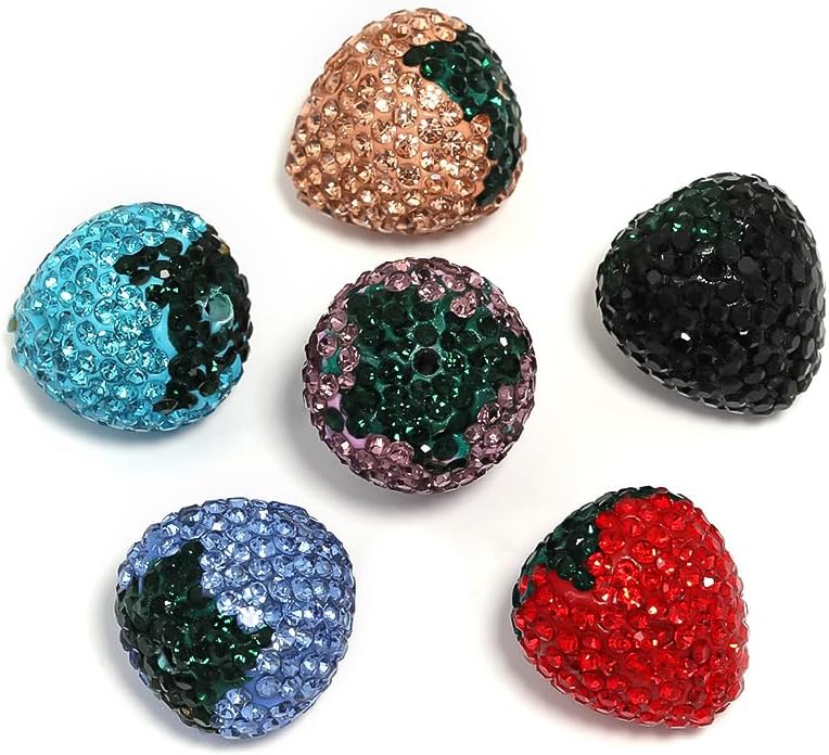 20/40/100pcs 20x21mm Strawberry Polymer Clay Disco Ball Beads, Shiny Durable Rhinestone Spacer Beads for DIY Jewelry Making, Crafting (Champagne Color, 100pcs 20x21mm)