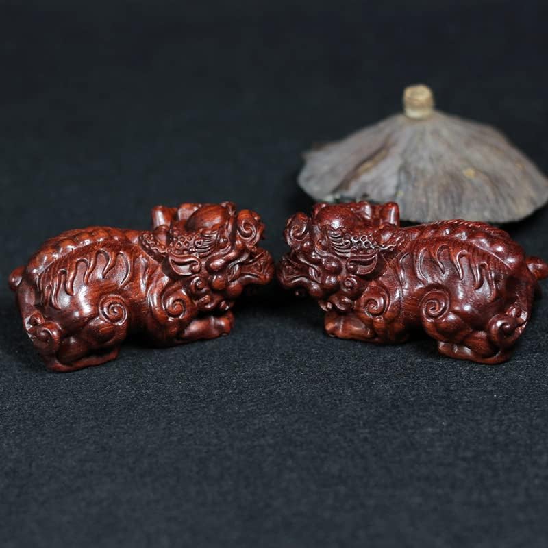 Mascot Wooden Crafts Wood Carving Art Wood Decoration Artwork 赞比亚小叶紫檀貔貅摆件 血檀雕刻摆件 似小叶紫檀文玩送礼手把件(貔貅一对)