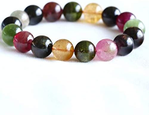 1 Strands Natural Colorful Pink Green Purple Red Tourmaline Bracelet Round Big Beads 12mm 05057 Code-HIGH-23172