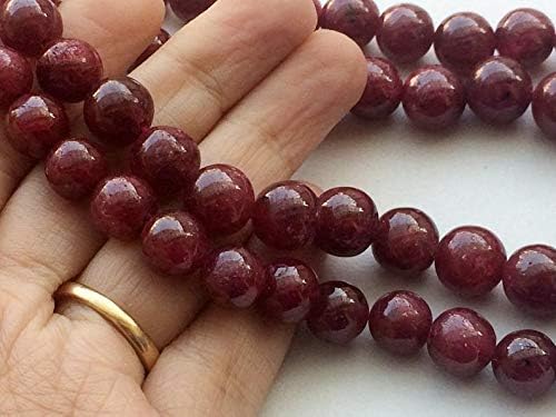 Ruby Beads, Ruby Jewelry, Ruby Necklace, Ruby Smooth Plain Round Balls, 7-11mm, 16 Inch Full Strand, 48 Pieces