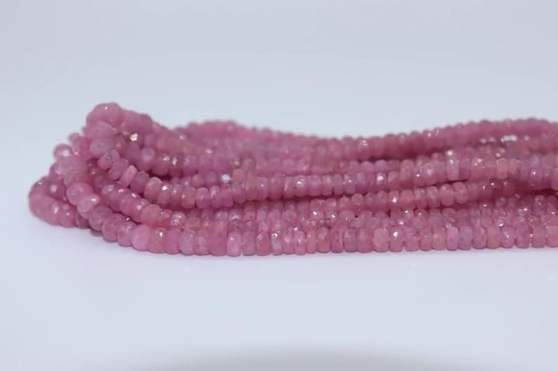 Pink Sapphire Faceted Rondelle Beads 4-5 mm Pink Beads Natural Pink Sapphire Beads Wholesale Beads for Making Jewelry