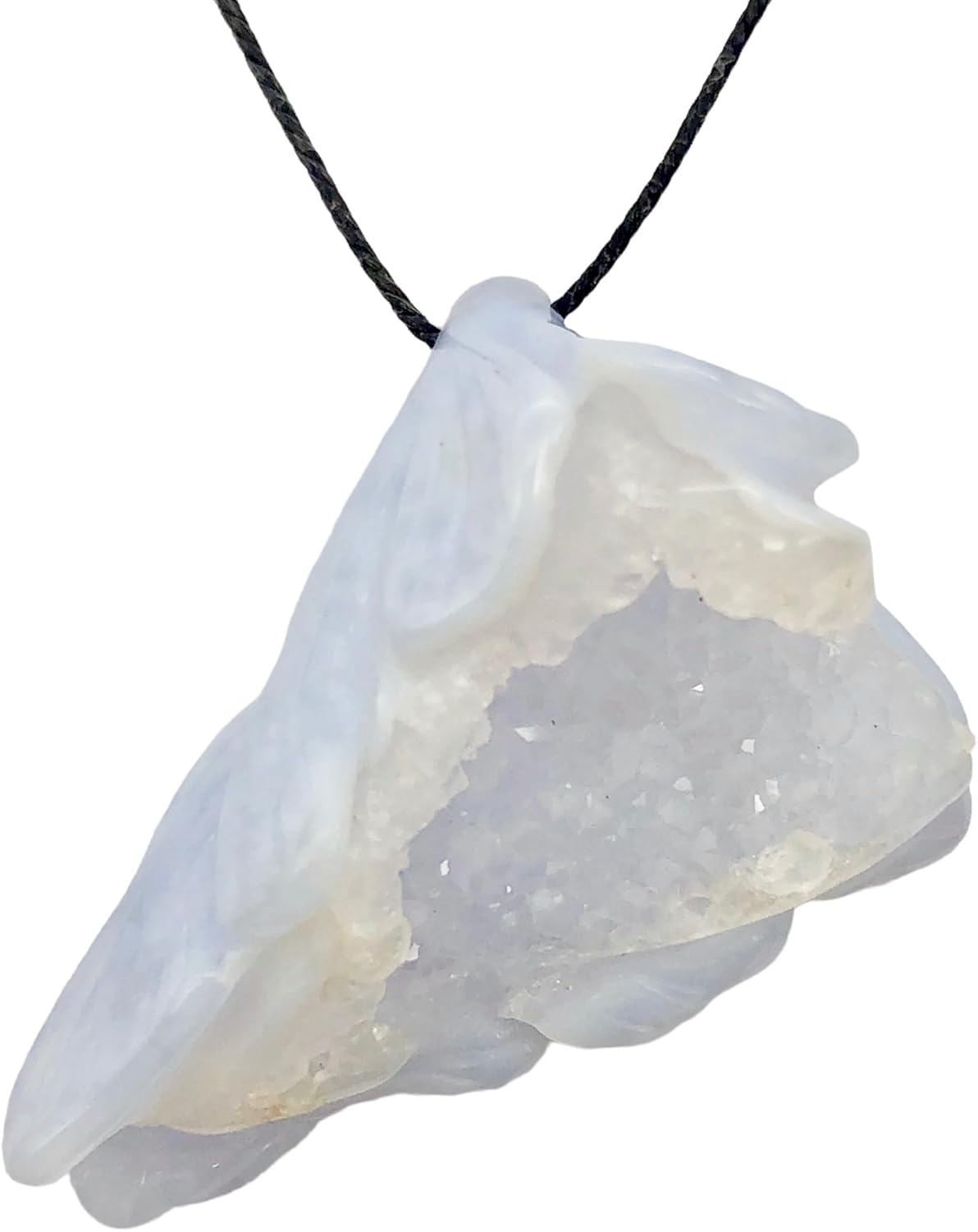 Blue Chalcedony Druzy Carved Flower Bead | 58.5 cts | 41x27mm | Blue | 1 bead | for Jewelry Making