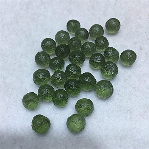 ZTBH Czech Meteorite 6pcs/lot Natural Moldavite Crystal Energy Stone Czech Meteorite Impact Glass Beads Rough Stone Irregular Shape Pendants Crystal Jewelry (Color : Khaki, Size : 20-21mm)