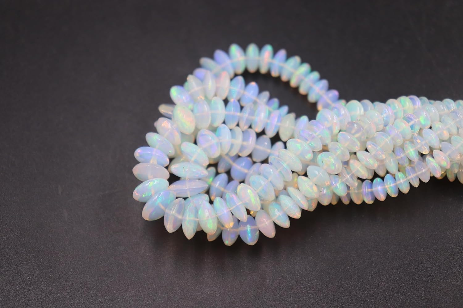 Natural Ethiopian Opal Smooth Saucer Beads, AAA+ Quality, Rainbow Fire Color, 6-10mm Size for Jewelry Making