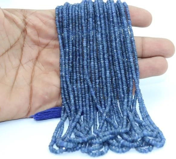 AAA+ Quality Burma Blue Sapphire Faceted Rondelle 2.5-3mm Beads Strand for Jewelry Making Wholesale Natural Blue Sapphire Beads Jewelry Minimalist