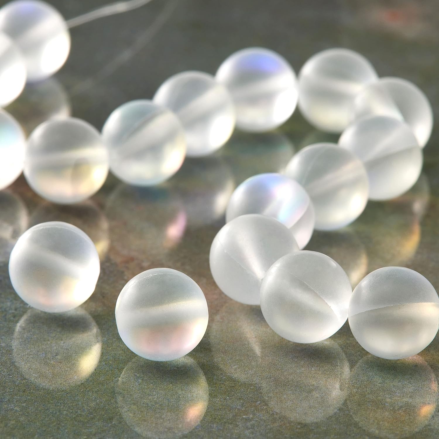 Bead Landing White Opal Glass Round Beads, 10mm, 12 Pack