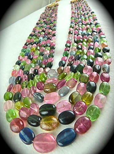 Natural MULTI TOURMALINE Long Bead NECKLACE 19 INCHES 12MM TO 4MM