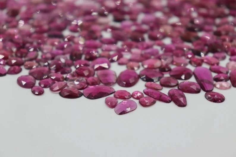 Rubellite Rosecut Polki Beads 4 * 7-7 * 9mm Rubellite Cutstone Rubellite Cabochon Loose Beads Wholesale Beads for Making Jwelery