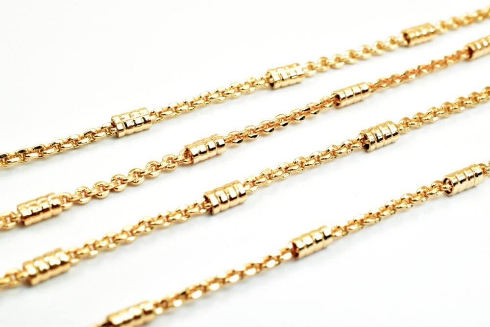 18K Pinky Gold Filled EP Bar Chain/Cable Chain Width 3mm Thickness 2mm Gold-Filled findings Sold by Foot PGF16