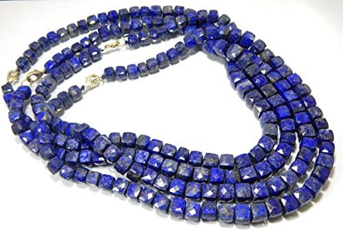 13 inch natural beads strand of 8x9.5mm faceted cube lapis lazuli gemstone beads for DIY jewelry - necklace, bracelet, earring, ring.