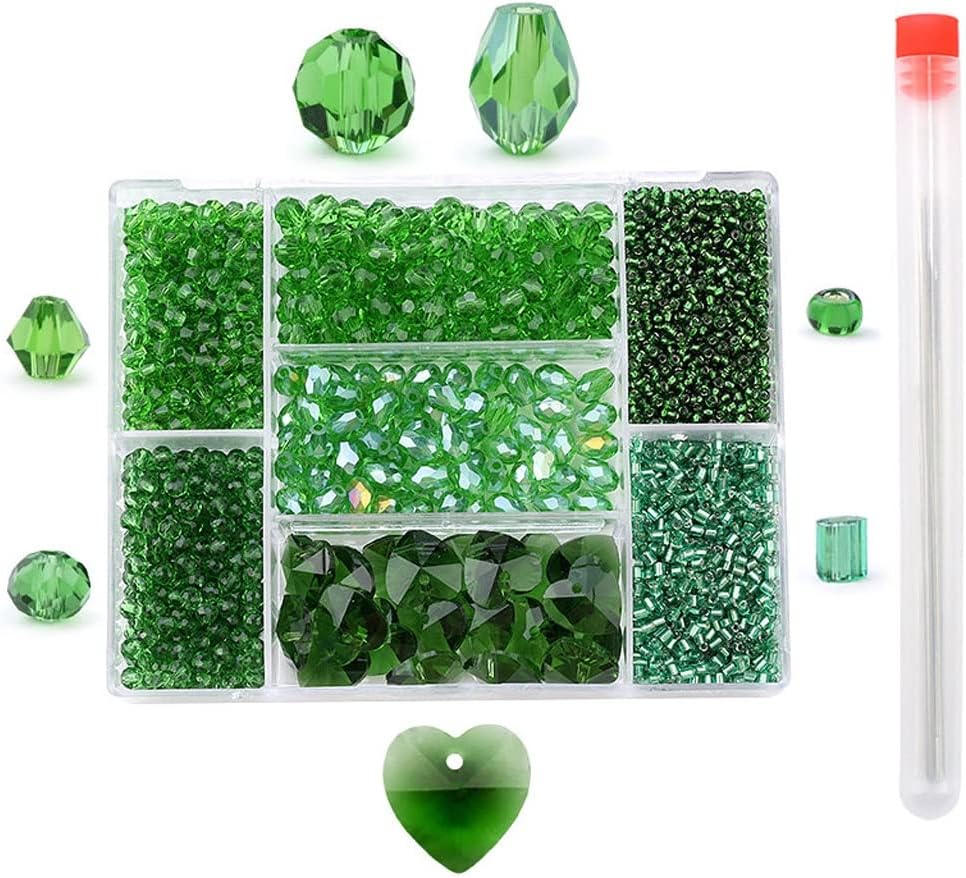 Mixed Shape Beads Set Crystal Beads Faceted Beads Charm Glass Beads Loose Spacer Beads for Jewelry Making DIY (Color : A, Size : 1)