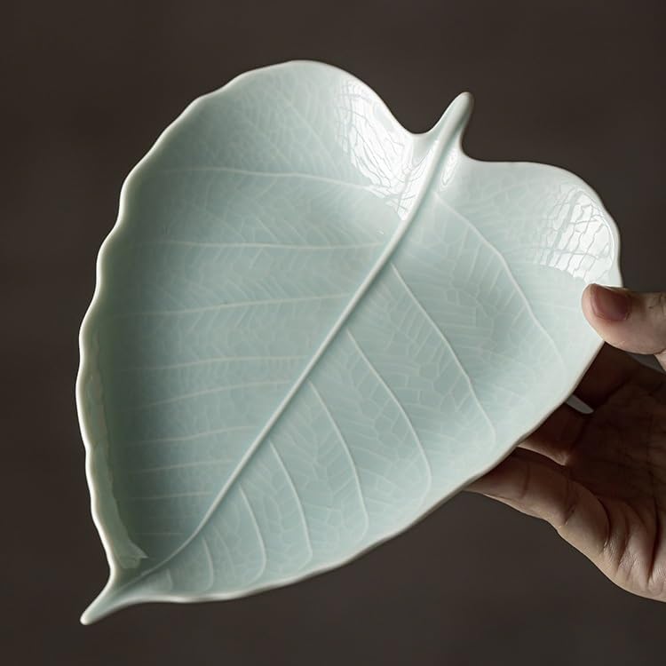 Foodtray Chinese Exquisite Pastry Tray Retro Ceramic Tea Room Snack Fruit Small Storage Dining Serving(C)