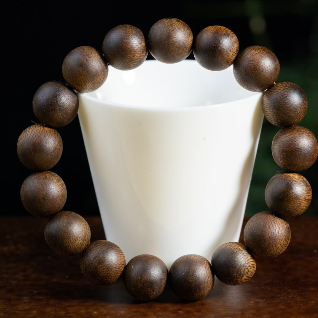 Natural Wild Fusen Red Earth Agarwood Aquilaria Hand-Stranded Beads Single Strand 12mm*17 Beads Honey-Sweet Cool Aroma Sinking Grade