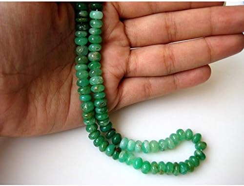 13 inch natural beads strand of 7mm smooth rondelle shaded chryosprase gemstone beads for DIY jewelry - necklace, bracelet, earring, ring.