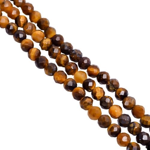 Natural Tiger Eye Gemstone Round Faceted Beads 3X3 mm 25 Strand 13