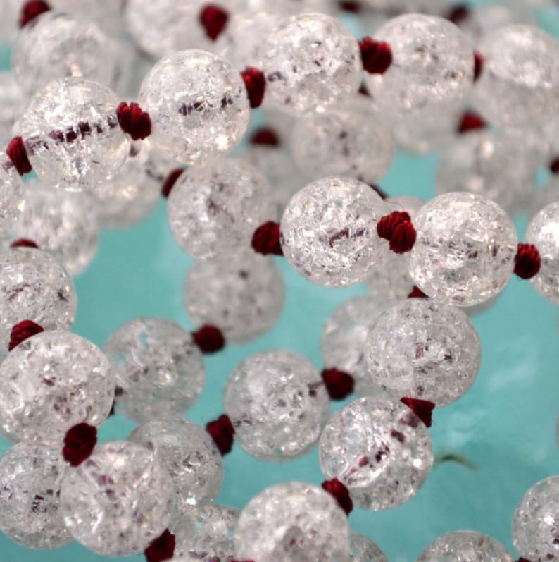 Natural Himalayan Crackle Quartz 6mm 108 Mala Beads, Spiritual, Meditation Beads, Reiki, Japa Mala, Buddhist Prayer Beads, Yoga Bracelet, healing beads LKMALA-RRGU-1695, 34 inch