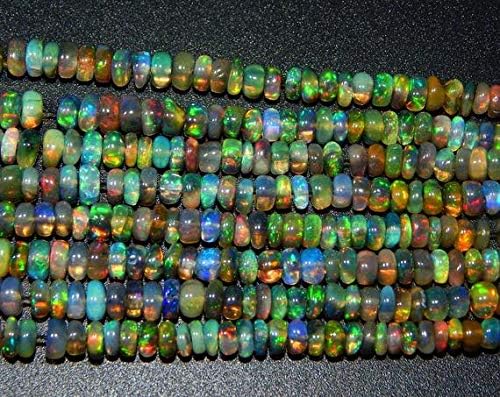 black ethiopian opal multi fair rondelle beads 100 persent natural gemstone - size 7.5x3.4 mm
