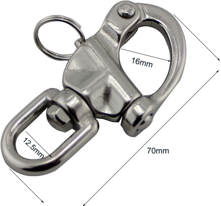 316 Stainless Steel Swivel Shackle Quick Release Boat Anchor Chain Eye Shackle Swivel Snap Hook for Marine Architectural - (Color: 70Mm 5 Pcs)