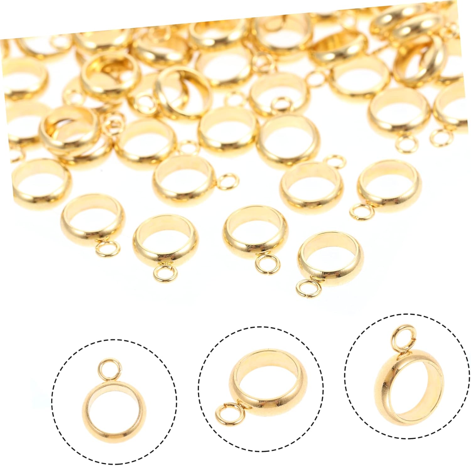 EXCEART 500pcs Versatile DIY Jewelry Making Supplies Stainless Steel Bail Beads Spacer Links