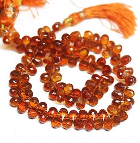 Natural Brandy Citrine Faceted Tear Drop Briolette Gemstone Craft Loose Beads Strand 9 Inch Long 5mm Code-HIGH-26113