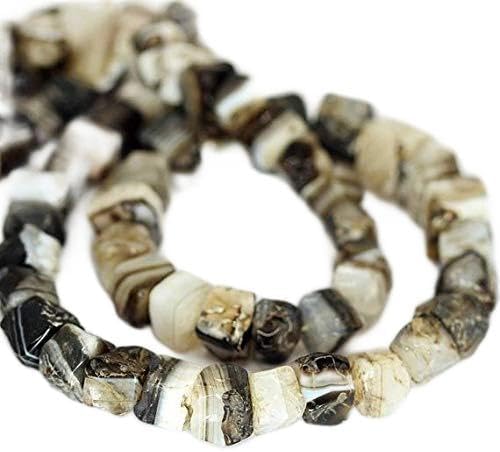 1 Strand Banded Agate heishi Cube Square Smooth 24'' Long Strand Gemstone Beads, Jewelry Supplies for Jewelry Making, for Meditation Jewellery for Reiki Healing Mystic Gemstone Size 13mm to 17mm
