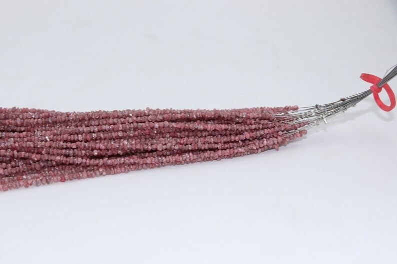 AAA+ Natural Pink Diamond Uncut Beads 3-3.5mm Pink Diamond Conflict Free Beads Strand for Jewelry Making