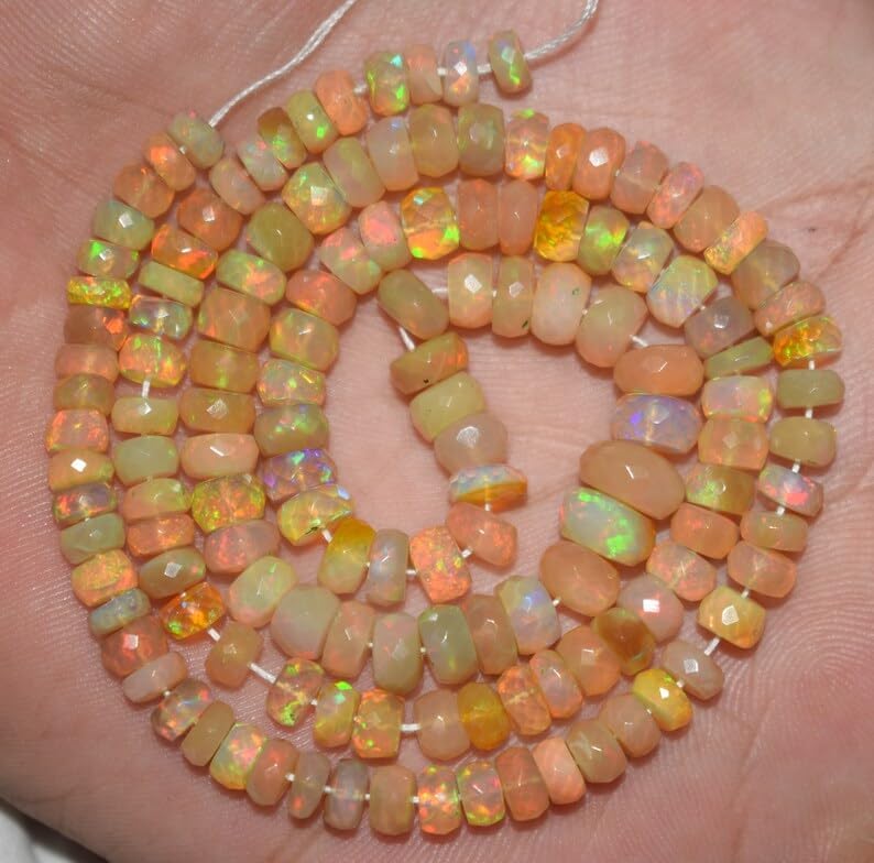 13 inch Strand of Natural gem Opal, 5-7mm rondelle Faceted Beads for DIY Jewelry Making. | Beads_05896