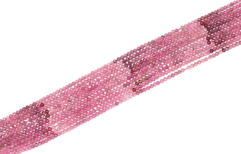 Natural Pink Sapphire Rondelle Faceted Beads 2.5mm to 3mm 12.5 inch Long String Jewelry Making Gemstone Beads for Necklace Bracelet