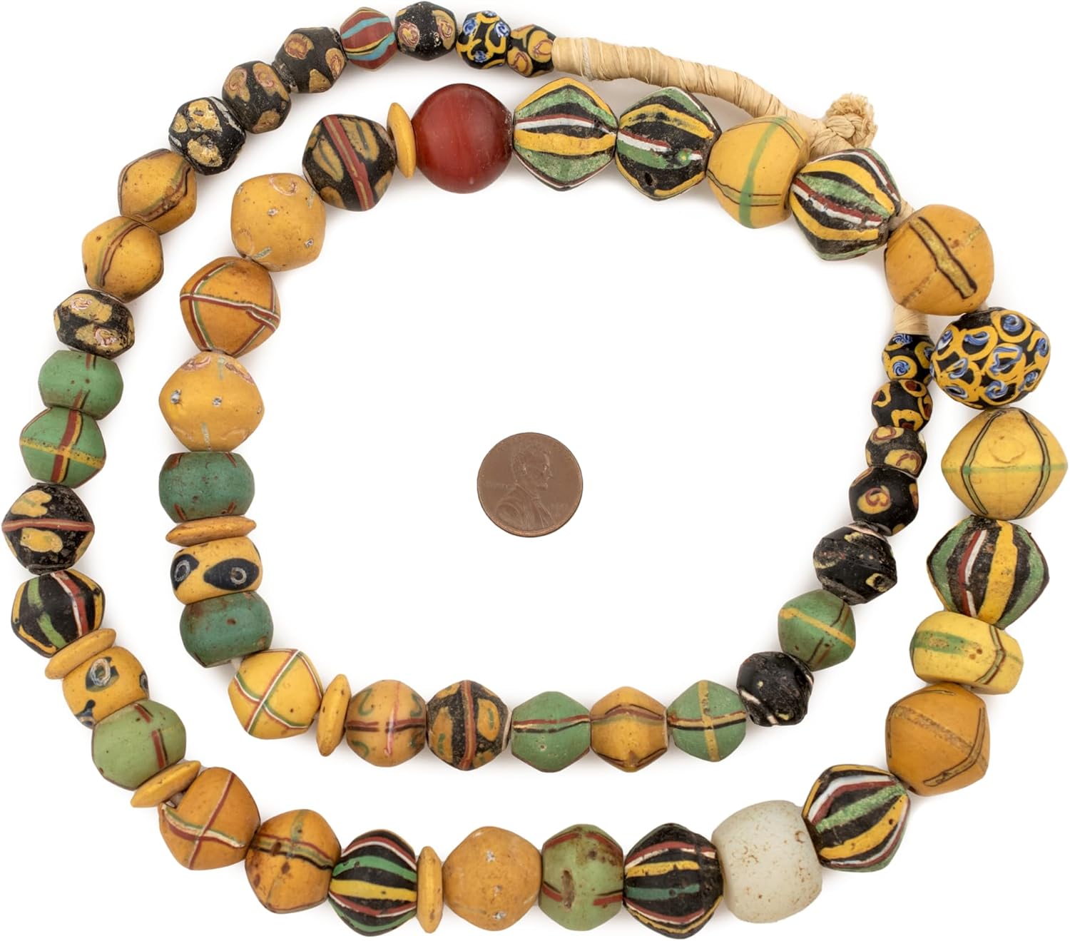 The Bead Chest Assorted Antique Venetian King Beads: Authentic African Trade Beads, Glass Bicone Multicolor Full Strand