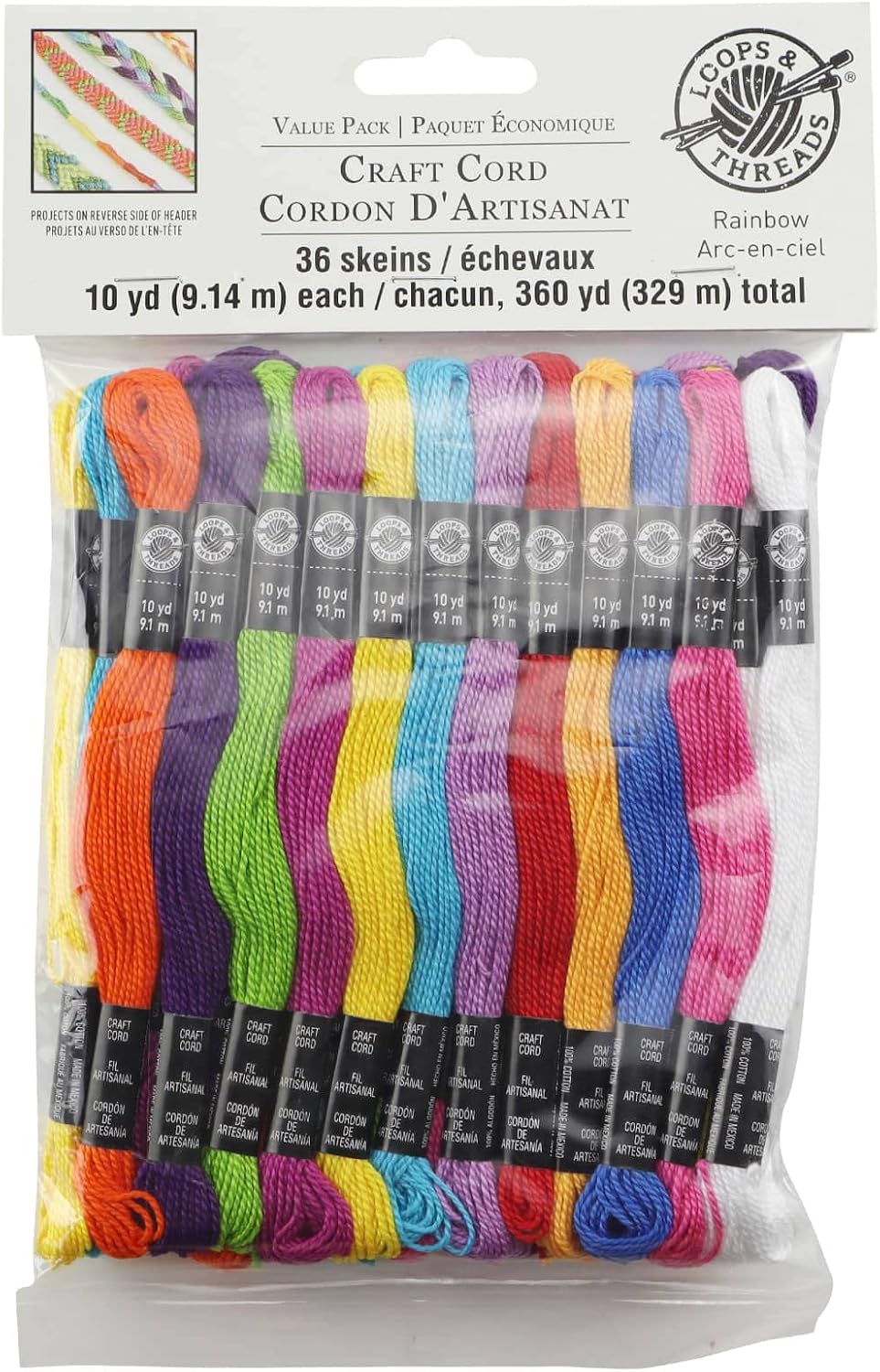 Loops & Threads Rainbow Craft Cord, 12 Packs: 36 ct. (432 Total)