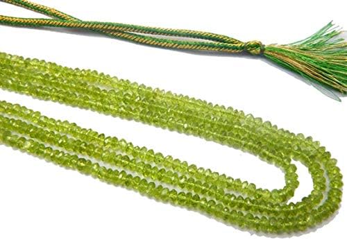 Jewelry Craft Supply Pack of 3 Strand 4-5 mm Natural Green Perit Beads Rondelle Semi Precious Faceted Gemstone 16 inches Long Code-HIGH-47035