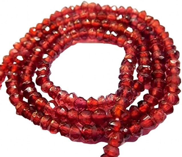 Red Garnet Natural Gemstone 3.5-4 Mm Faceted Rondelle Shape Beads 13