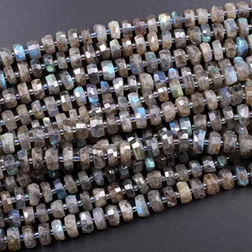 13 inch Strand of Natural gem Grey Labradorite, 10x6mm rondelle Faceted Beads for DIY Jewelry Making. | Beads_04574
