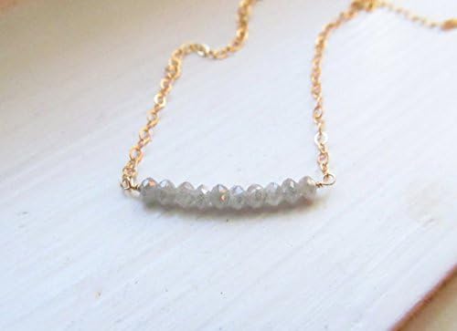AAA++ Rare Quality Diamond necklace rough diamond April birthstone white polished rondelles gold Silver Plated2.5 mm Code- WAR5129