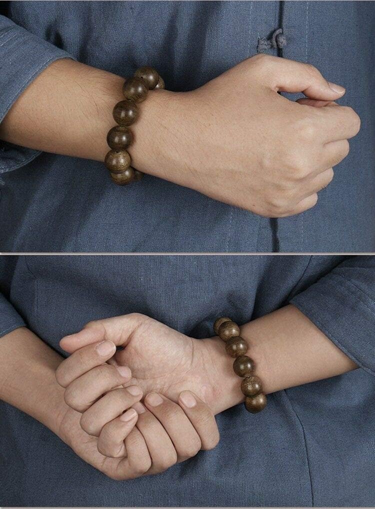 GLW Brunei Genuine Natural Wild Agarwood Aloewood 15mm Malas Prayer Beads #4934