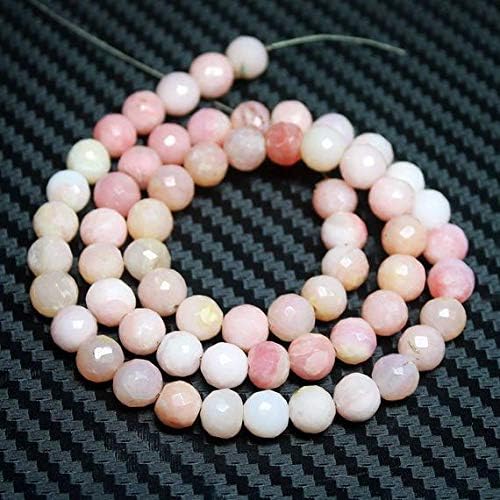 LOVEKUSH Natural Pink Opal Faceted Round Ball Gemstone Loose Craft Beads Strand 16 Inch Long 7mm Code-HIGH-26517