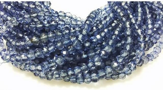 Iolite Micro Faceted Beads, Coated Quartz, Rondelle Beads, 4mm Beads, 14 Inch lot of 5 Strands Chik-STRD- 91999