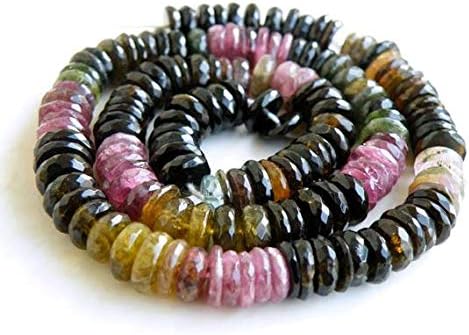 LOVEKUSH LKBEADS Tourmaline Gemstone Tyre Tire Faceted Heishi Multi 6 to 6.5mm 1/2 Strand Code-HIGH-58680