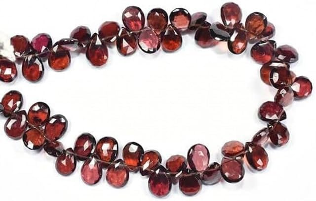 8 Inch 6x9-7x10mm Natural Pyrope Red Garnet Faceted Pear Shape Briolette Beads lot of 10 Strands CHIK-STRD-95036